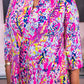 Printed 3/4 Sleeve Split Neck Plus Size Tunic Top