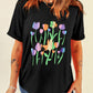 Floral Print Crewneck T Shirt