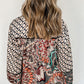 Mixed Floral Geometric Print Ruffled Long Sleeve Blouse