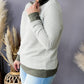 Striped Contrasting Trim Plus Size Henley Pullover