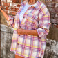 Plaid Print Rounded Hem Shirt Jacket
