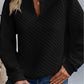 Split Neck Quilted Long Sleeve Top