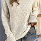 Eyelet Knit Ribbed Trim Sweater