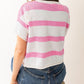 Stripe Dropped Short Sleeve Lightweight Knitted Top