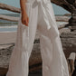 Smocked High Waist Bohemian Wide Leg Pants