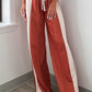Color Block Drawstring High Waist Wide Leg Pants