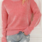 Striped Print Ribbed Trim Round Neck Sweater