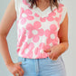 Cute Flower Knitted V Neck Tank Top