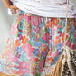 Floral Print Side Pockets Drawstring Casual Shorts