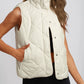 Quilted High Neck Button Up Pocket Vest Coat