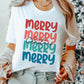 Merry Christmas Letter Print Crew Neck T Shirt