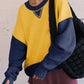 Color Block Thumbhole Sleeve Drop Shoulder Sweatshirt