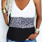 Leopard Print Contrast V-Neck Tank Top