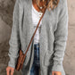 Solid Color Textured Knit Pocket Open Front Cardigan