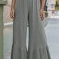 Grey High Waist Ruffled Wide-Leg Pants