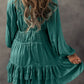 Tiered Ruffled Puff Sleeve Loose Fit Mini Dress