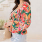 Abstract Floral Print Long Sleeve Peplum Blouse