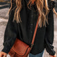 Textured Ruffled Trim Buttoned Loose Fit Shirt