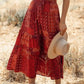 Bohemian Mix Print Long Flared Skirt