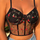 Floral Embroidery Mesh Bustier Bralette