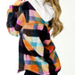 Plaid Color Block Flap Pocket Buttoned Hoodie