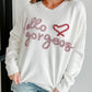 Hello gorgeous Graphic Ribbed Trim Sweater