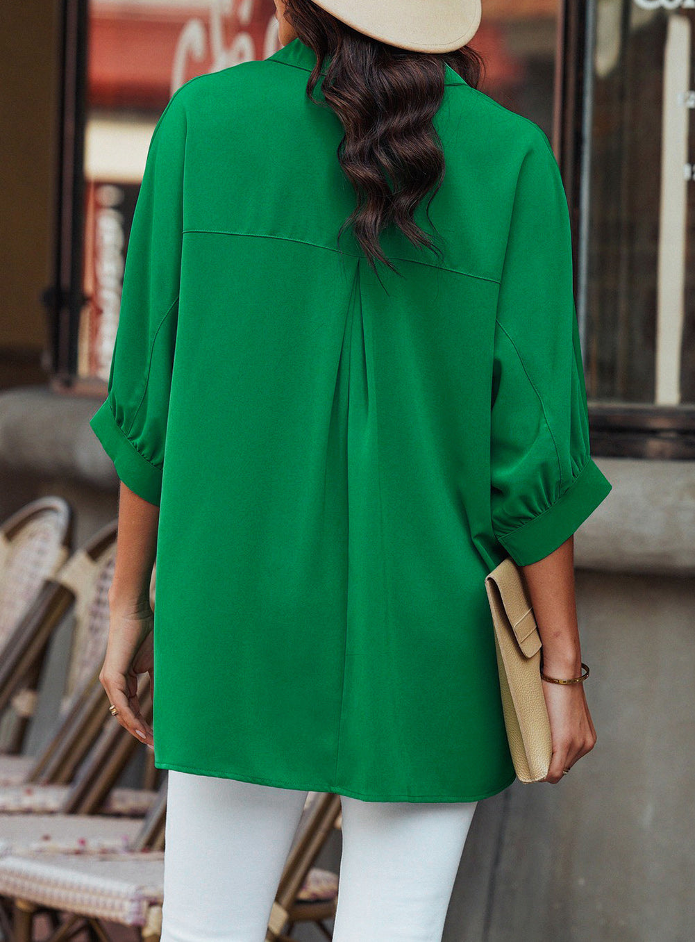 3/4 Puff Sleeve Oversize Shirt