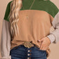 Color Block Long Sleeve Ribbed Loose Top