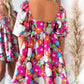 Floral Print Square Neck Short Puff Sleeve Dress