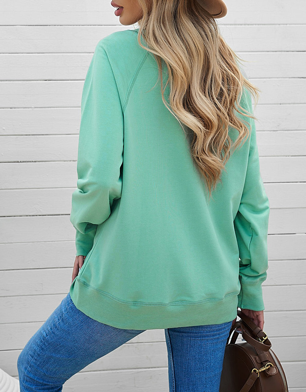 French Terry Cotton Blend Pullover Sweatshirt