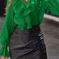 Ruffles Cascading V Neck Shirt