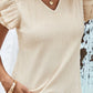 Crinkle Textured V Neck Flutter Sleeve Top