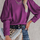 Satin Buttoned Cuffs Puff Sleeve Top