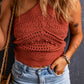Clay Knit Crochet Halter Neck Backless Tank Top