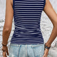 Stripe Contrast Round Neck Sleeveless Slim Top