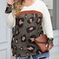 Plus Size Leopard Print Patchwork Textured Top