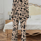 Cheetah Contrast Trim Loose Fit Two Piece Sleepwear