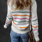 Colorful Striped Ribbed Trim Sweater