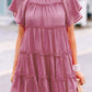 Short Sleeve Tiered Frilly Mini Dress