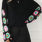 Floral Crochet Bell Sleeve Loose Sweater