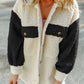 Color Block Sherpa Shacket with Pockets