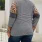 Plus Size Cow/Leopard Stripes Patchwork Long Sleeve Tee