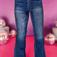 Plus Size High Waist Side Slits Flare Jeans