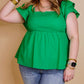 Green Ruffle Tiered Short Sleeve Plus Size Babydoll Top
