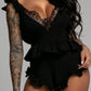 Lace Trim Back Knot Teddy Lingerie