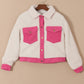 Sherpa Corduroy Patchwork Button up Crop Jacket