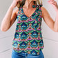 Printed Knotted Shoulder Tank Tops