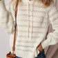 Pointelle Knit Raglan Sleeve Hooded Sweater