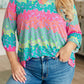 Leopard Stripes 3/4 Rolled Sleeve Plus Size Top