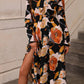 Floral Print Tie Neck Long Sleeve Dress
